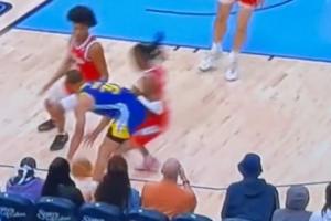 上强度也上尺度莫兰特“三打”库里 最后姿势难以描述……